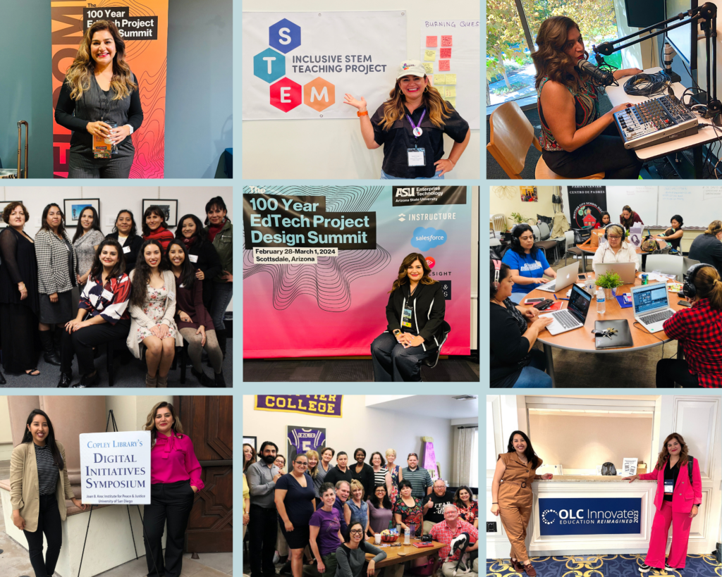 Photo collage of Sonia Chaidez at work.