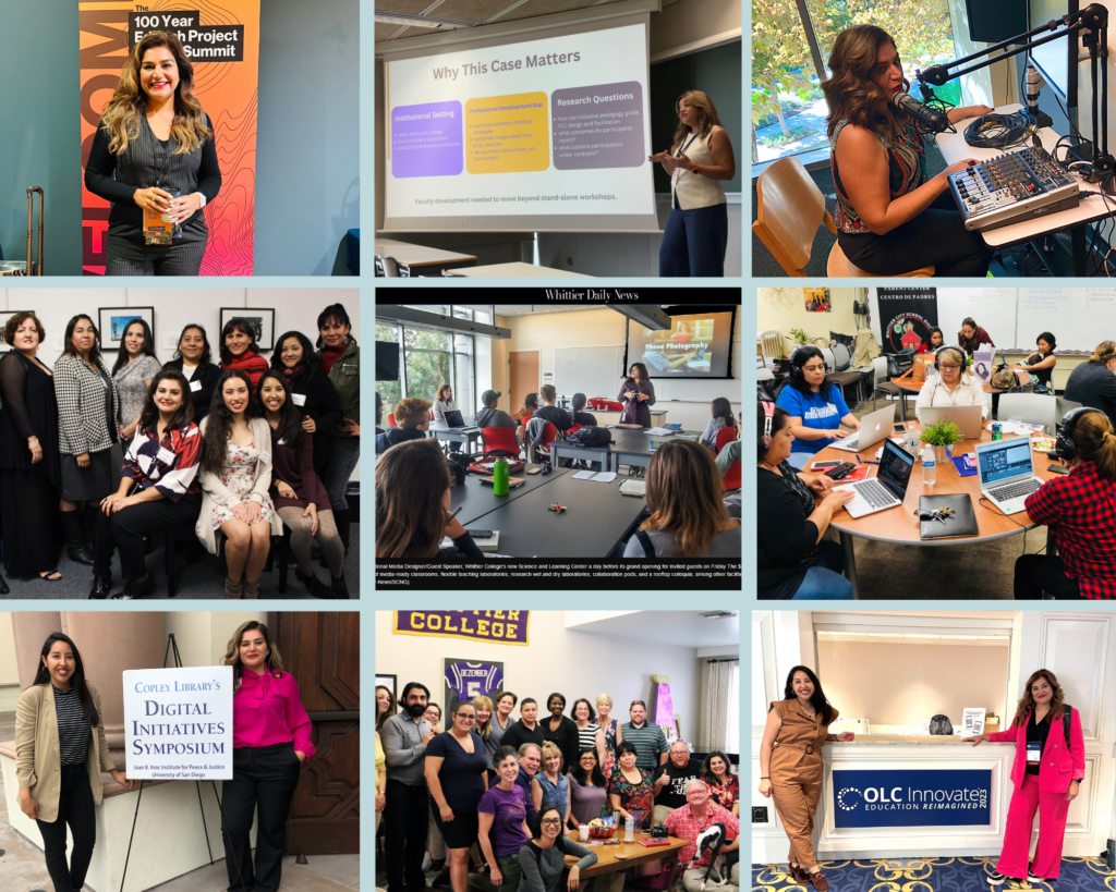 photo collage of Sonia Chaidez at work and conferences.